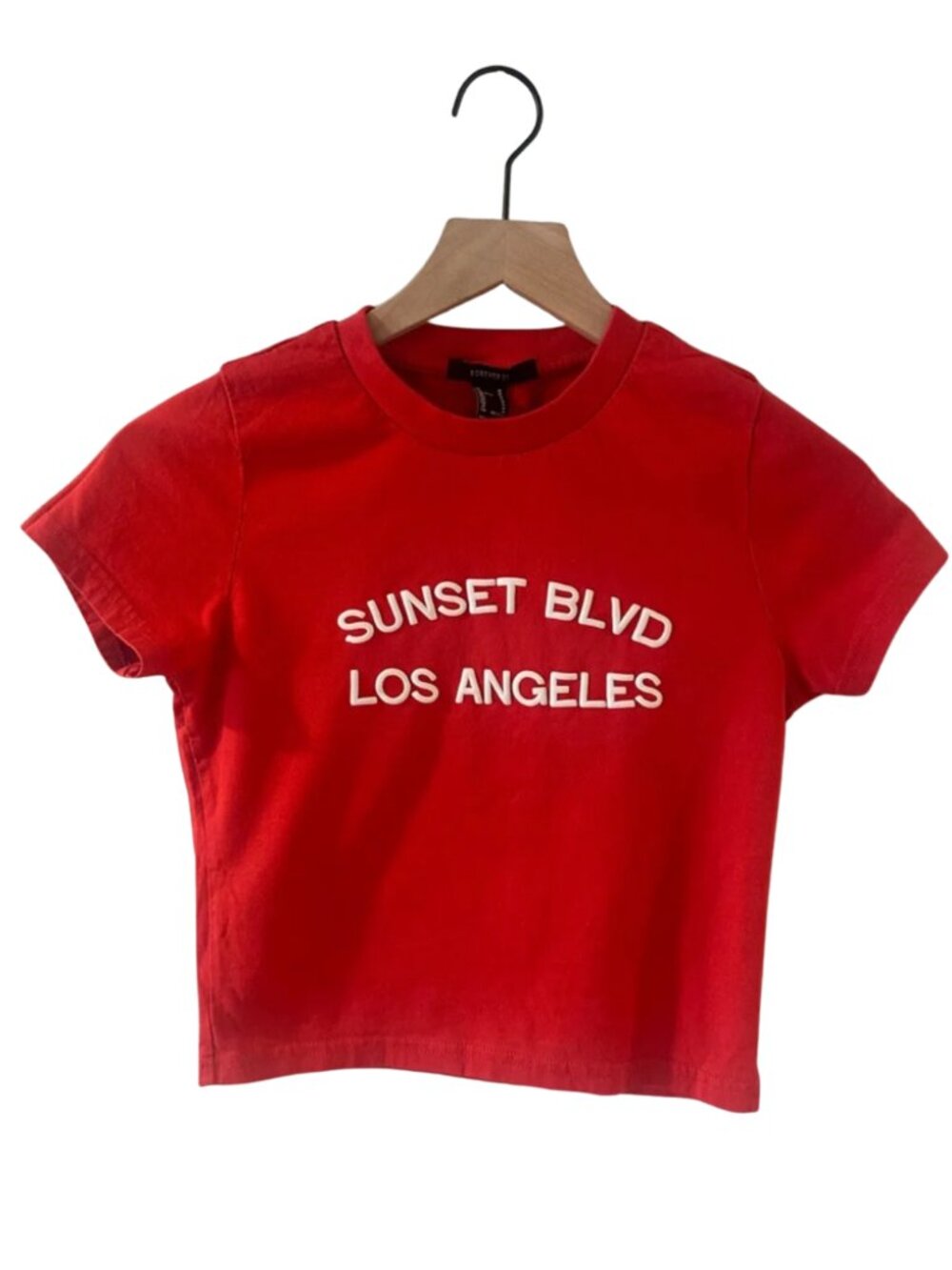 Forever 21 Sunset Blvd Los Angeles Red Crop Cotton Baby Tee